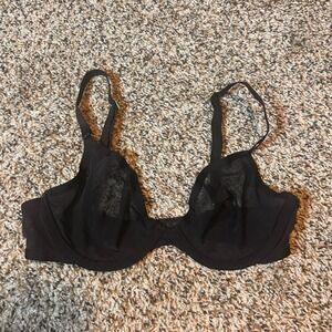 CUUP The Plunge Bra‎ Sheer Unlined Underwire Support Black 30C